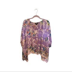 ANGIE, purple floral shirt, M